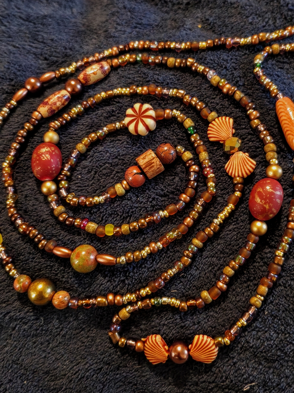 Handcrafted Brown & Gold Beaded Women's Waist Beads In 50 Inches